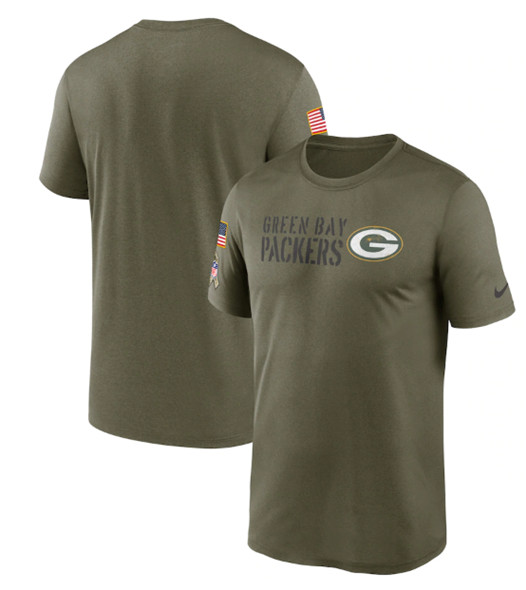 Men's Green Bay Packers 2022 Olive Salute to Service Legend Team T-Shirt